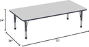 Factory Direct Partners FDP Rectangle Activity School and Classroom Kids Table (36 x 72 inch), Toddler Legs, Adjustable Height 15-24 inches - Gray Top and Navy Edge by CozyNest Decor