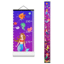Ocean Mermaid Growth Chart for Kids Baby Height Chart Ruler Removable Canvas Wooden Frame Hanging Wall Rulers Measurement Charts for Toddler Room Nursery Decor - 79"X7.9" with Black Wood by TinyTreasures Baby Boutique