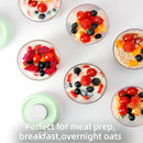 Overnight Oats Containers with Lids,14oz 400ml Set of 4 Meal Prep Container, Airtight Leakproof Reusable Food Storage Containers,Pop-Top Lids Bowl for Leftovers,Glass-like Clarity Tritan Material by TinyTreasures Baby Boutique