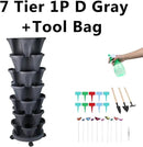 Vertical Planter, 7 Tier Stackable Strawberry Planter with Garden Tool Set, Movable Indoor/Outdoor Garden Herb Pot for Growing Vegetables and Succulents, Dark Gray by GreenHaven Gardens