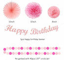 Hot Pink Birthday Party-Decorations Paper-Flowers - 14pcs Happy Banner Girl Lanterns Tissue Pom Poms,Women Streamers Garland Fans,21st 18th Princess Baby Sweet 16 Pretty Hanging Supplies Decor Hugfond by CozyNest Decor
