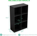 6-Cube Storage Shelf Bookcase - Wooden 3-Tier Floor Standing Open Bookshelf for Home and Office, Display Cabinet, Black by CozyNest Decor