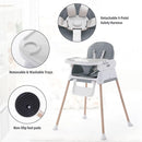 3 in 1 Baby High Chair,Adjustable Convertible Chairs Baby High Chairs for Babies and Toddlers,Portable and Easy to Clean,Gray by TinyTreasures Baby Boutique