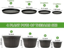 Quarut 14 Inch Plastic-Flower-Pot-for-Indoor-Plants, 4 Pack Large Outdoor Planter Pot with Drainage Holes & Saucers, Resin Decorative Garden Pots Planters（Brown） by CozyNest Decor