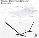 SUNCREAT Double Hammock, Extra Large Quilted Fabric Swing with Hardwood Spreader Bars & Detachable Pillow, Heavy Duty, Perfect for Indoor/Outdoor Patio, Deck, Yard, Gray Cloud by GreenHaven Gardens