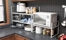 16.5~27.1" Expandable Shelf Organizer, 1Pack 8.1" Wide Stackable Cabinet Shelf Organizers, White Metal Sturdy Kitchen Counter Storage for Countertop, Adjustable Height Spice Rack by CozyNest Decor