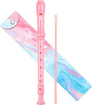 Soprano Recorder for Kids Beginners, German Fingering, C Key, 3 Piece with Cleaning Rod, Bag, Fingering Chart (Pink)… by TinyTreasures Baby Boutique