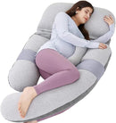 AS AWESLING 60in Full Body Pillow | Nursing, Maternity and Pregnancy Pillow | Extra Large U Shape Pillows with Detachable Side, Separate Support Pillow and Removable Cover (Velvet and Jersey Grey) by TinyTreasures Baby Boutique