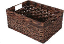 Rectangular Woven Water Hyacinth Basket,Dark Storage Basket With Inside Handle Shelves Kitchen Office Desk (Small) by GreenHaven Gardens