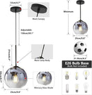 KCO Lighting Mercury Glass Pendant Light Fixtures Mid Century Modern Silver Kitchen Island Pendant Lights Ceiling Hanging Black Large Globe Pendant Light for Living Room Dining Room by CozyNest Decor