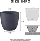 Kante 18 Inch Dia Round Concrete Planter, Indoor Outdoor Large Plant Pot with Drainage Hole and Rubber Plug for Home Patio Garden, Charcoal by GreenHaven Gardens