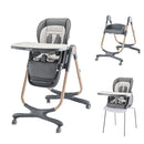 6 in 1 Convertible High Chairs for Babies and Toddlers,Portable High Chair with Dishwasher Tray and 4 Wheel,Booster Seat for Dining Table,Foldable Toddle and Baby Feeding Highchair (Gold-Grey) by TinyTreasures Baby Boutique