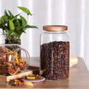 Large Glass Food Canisters, 93 FL OZ(2750ml) Kitchen Serving Stoarge Container with Airtight Wooden Lids, Cereal Dispenser Jars for Spaghetti Pasta, Powder, Spice, Tea, Coffee(8.8inch high) by CozyNest Decor