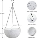 8 inch Hanging Planters for Small Indoor Outdoor Plants, 2 Pack Hanging Flower Pots with Drainage Holes and Chain for Garden Porch, Plastic Hanging Baskets for House Plants, Speckled White by GreenHaven Gardens