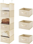 MAX Houser 6 Tier Shelf Hanging Closet Organizer, Closet Hanging Shelf with 2 Sturdy Hooks for Storage, Foldable (Beige-D3) by CozyNest Decor
