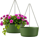 10.7 Inch Hanging Planter for Outdoor Indoor Plants，2 Pack Hanging Flower Pots with Drain Holes for Garden Home Decor Use (Dark Green) by CozyNest Decor