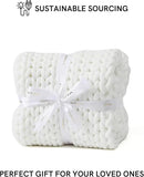YnM Chunky Throw Blanket, Medium-Weight, Hand Knitted, Skin Friendly, Ventilated and Breathable, Machine Washable, Home Décor Piece for Couch, Sofa and Bed (White, 50x70 Inch) by CozyNest Decor