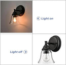 Moder 1-Light Black Wall Sconce Clear Glass Bell Shape Light Fixtures for Farmhouse, Bathroom, Living Room, Stairway Set of 2 by CozyNest Decor