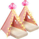 2 Pack Kids Teepee Tent with Mattress,Fitted Sheet,Light String,Washable Natural Cotton Toddler Play Tent for Girls Boys Indoor Outdoor Sleepover Slumber Birthday Party(Pink) by TinyTreasures Baby Boutique