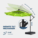 HOMSHADE 10ft Solar Lights Offset Cantilever Patio Umbrella - with Light and Base, LED Lighted Offset Hanging Patio Outdoor Market Umbrella UPF50+ UV Protection with Easy Tilt and Crank (Green) by GreenHaven Gardens