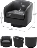 Swivel Barrel Accent Chair, Modern Round Faux Leather Arm Chair for Living Room, Bedroom, Comfy Club Reading Chairs for Adults(Faux Leather, Black Grey, Set of 1) by CozyNest Decor