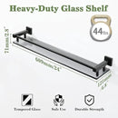 Alise Bathroom Shelf Wall Mounted, Matte Black Large Capacity Glass Shelf for Bathroom, 24 inch by CozyNest Decor