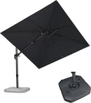 PURPLE LEAF 8.8' X 8.8' Left-right Tilt Patio Umbrella with Base Outdoor Cantilever Swivel Square Umbrella with Tilt Aluminum Offset Umbrella with 360-degree Rotation for Garden Deck Pool Patio Grey by GreenHaven Gardens