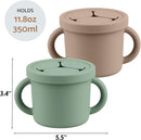 Snack Containers for Toddlers, Kids - 2 Pack Food Grade Silicone Snack Cups with Grip Handle (Natural/Sage) by TinyTreasures Baby Boutique