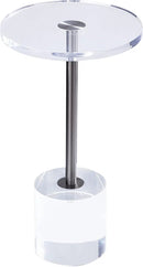 Clear Acrylic End Table,Side Table,Brushed Silver Metal,Round,for Office, Living Room and Bedroom,Easy Assembly,12x12 inch，21.3 inch high by CozyNest Decor