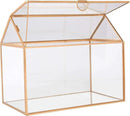 D'Eco Glass House Plant Terrarium (10"x6"x8") - Indoor Tabletop Gold Geometric Planter Terrarium for Succulents, Air Plants, Moss - Home, Garden, Wedding & Office Decor - Gift for Plant Lovers by GreenHaven Gardens
