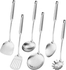 304 Stainless Steel Cooking Utensil,Kitchen Kitchen Utensil with Spatula, Solid Spoon, Ladle, Skimmer, Spaghetti Spoon, 6 Piece Set, Dishwasher Safe by CozyNest Decor
