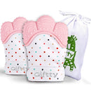 Giftty Baby Teething Mitten, Self-Soothing Teether Glove, Pain Relief Silicone Mitt, Double Breathable, Stay on Baby's Hand, Unisex for Babies 3-12 Months(2 Pink Mittens) by TinyTreasures Baby Boutique