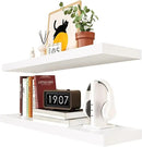 Habudda Floating Shelves for Wall, Display Shelf for Bathroom Bedroom Kitchen, Rustic Decor Pine Solid Wood Bookshelf, 30 Inch Long, Set of 2, White by CozyNest Decor