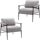 Mid-Century Accent Chair Set of 2, Soft Armchair Chenille Fabric Lounge Chair with Black Metal Legs, Upholstered Leisure Chair for Living Room Bedroom Reception Room, Grey by CozyNest Decor