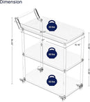 HMYHUM Acrylic Bar Cart with 4 Lockable Wheels, 30.5" L x 15.2" W x 34.5" H, Rolling Serving Cart for The Home Bar, Kitchen, Living Room, with Pulling Handle, Modern, 3-Tier, Clear by CozyNest Decor