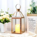 JHY Design Rose Gold Decorative Lanterns 16 inch High Stainless Steel Candle Lanterns with Tempered Glass for Indoor Outdoor Events Parities and Weddings by CozyNest Decor