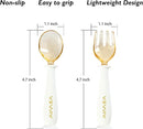 Toddler Forks and Spoons Set with travel case, Kids utensils for self-feeding bendable handle,Safe silicone Children Spoon and Fork,Toddler utensils,Silicone Grip and PPSU Head, Aged 6M+ by TinyTreasures Baby Boutique