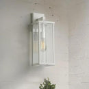 mirrea 18" Classic Outdoor Wall Sconce 1 Light in Matte White Rectangular Metal Frame and Clear Glass Shade Waterproof Porch Light Patio Light Pack of 2 by CozyNest Decor