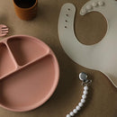 Moonkie Silicone Baby Bibs Set Of 2, BPA Free Soft Adjustable Fit Waterproof Feeding Bibs for Babies and Toddlers(Dark Grey/Warm Taupe) by TinyTreasures Baby Boutique