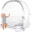 Baby Safety Crib Tent Infant Pop up Mosquito Net Nursery Bed Canopy Netting Cover - Keep Baby from Climbing Out with Hanging Diaper Storage Bag (Gray) by TinyTreasures Baby Boutique