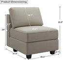 Belffin Modular Sofa Middle Module with Storage Accent Armless Chair for Modular Sectional Sofa Couch Velvet Grey by CozyNest Decor