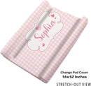 Custom Nursery Crib Bedding Set: Personalized Name 4 Piece Pink Checkered Elephant Pattern Baby Crib Sets for Girls - Toddler Double Layer Blanket Set, Comfortable Crib Bed Sheets for Baby Toddlers by TinyTreasures Baby Boutique