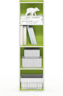 Furinno Luder Bookcase / Book / Storage, 4-Tier Cube, Green/White by TinyTreasures Baby Boutique