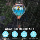 2PC Hot Air Balloon Solar Lantern with 2PC Shepherd Hook, Flickering Flame Hanging Solar Lanterns Outdoor Lights Waterproof Lanterns for Garden Patio Yard Party Decor (Peacock Feather Blue) by GreenHaven Gardens