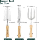Berry&Bird Gardening Hand Tool Set - 3PCS Stainless Steel Garden Tool Kit Multifunctional Tool with Wooden Handle Trowel, Fork & Weeder for Weeding Planting Transplant, Ideal Garden Gift for Women&Men by GreenHaven Gardens