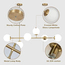 KCO Lighting Modern Globe Linear Chandelier 6 Light Milk Glass Chandeliers White and Gold Pendant Light Fixture Mid Century Rectangle Chandelier Brass Sputnik Island Lights for Kitchen by CozyNest Decor