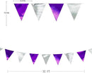 Purple and Silver Party Decorations Triangle Pennant Banner Flag Metallic Fabric Bunting Garland for Birthday Graduation Retirement Bachelorette Wedding Bridal Shower Engagement Disco Party Supplies by GreenHaven Gardens