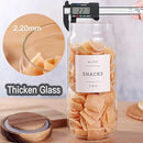 3 Set Glass Pantry Storage Jars with Acacia Airtight Lid - 35oz Thicken Glass Kitchen Canisters with 132 Pantry Labels - Clear Food Storage Containers with Wood Lid for Tea,Sugar,Cookie,Pasta by CozyNest Decor