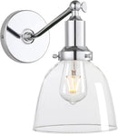PERMO Industrial Vintage Wall Sconce Chrome Wall Sconce with 6.7" Oval Dome Clear Glass Shade Light Lamp Fixture by CozyNest Decor