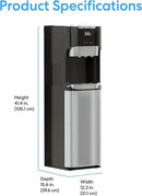 Brio Bottom Loading Water Cooler Dispenser for 5 Gallon Bottles - 3 Temperatures with Hot, Room & Cold Spouts, Child Safety Lock, LED Display with Empty Bottle Alert, Stainless Steel by CozyNest Decor